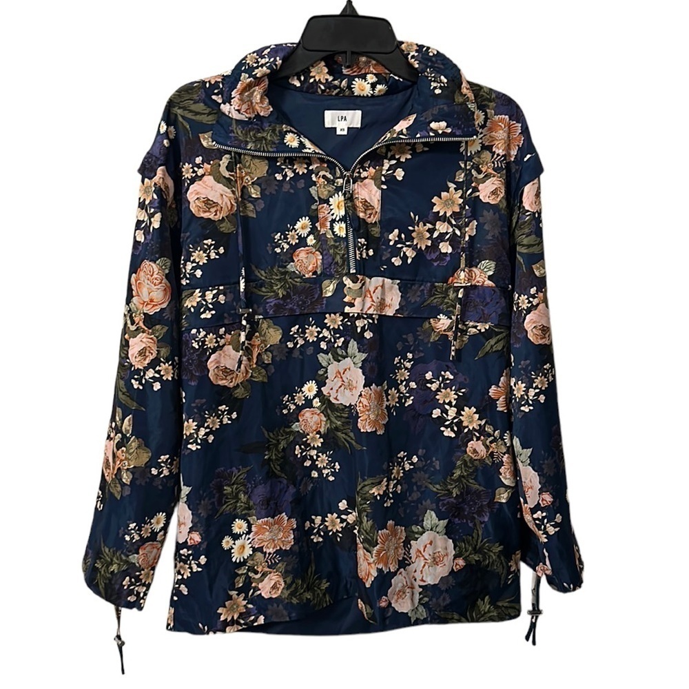 LPA Women's Navy‎ Floral 360 Hoodie Anorak Waterproof Jacket Size XS